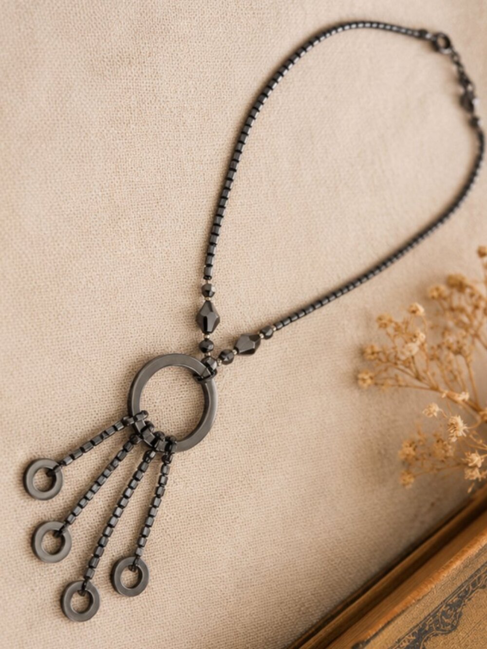 Vintage Hematite Statement Necklace